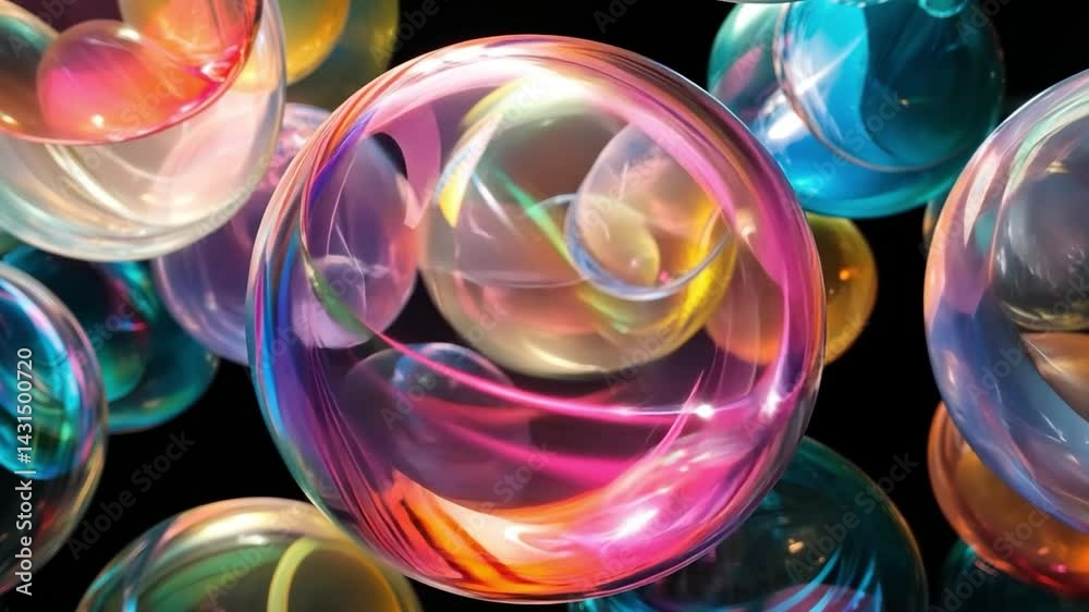 Colorful abstract bubbles floating in space vibrant and reflective