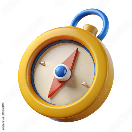 Find your way with this 3d compass illustration for navigation and direction finding on transparent background