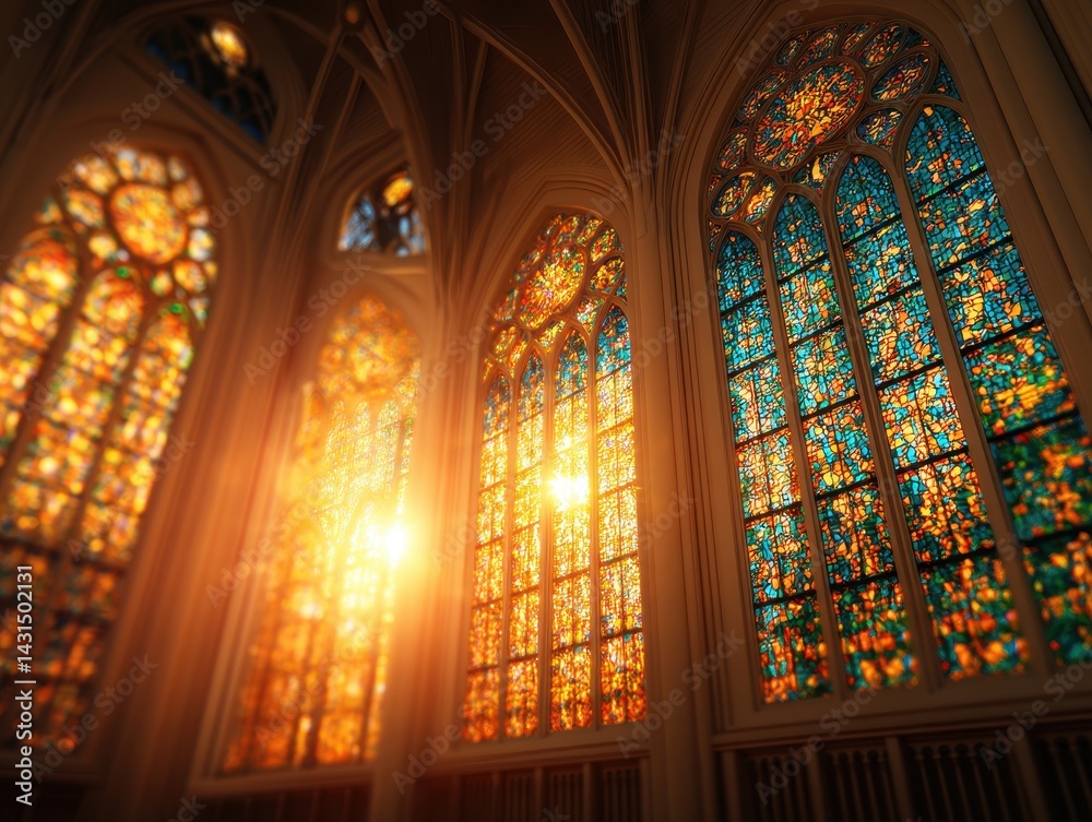 Illuminated gothic cathedral interior with intricate stained glass majestic sunlight architectural photography serene atmosphere perspective on spiritual beauty Illuminated gothic cathedral interior with intricate stained glass majestic sunlight architectural photography serene atmosphere perspective on spiritual beauty
