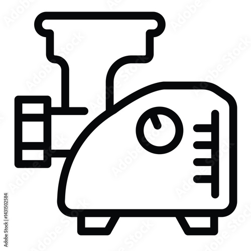 Electric grinder for meat line icon, culinary cooking concept. Vector graphics. Grinder tool for cooker sign on white background, style for mobile or design.
