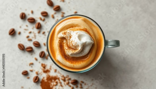 Creamy coffee drink, top view