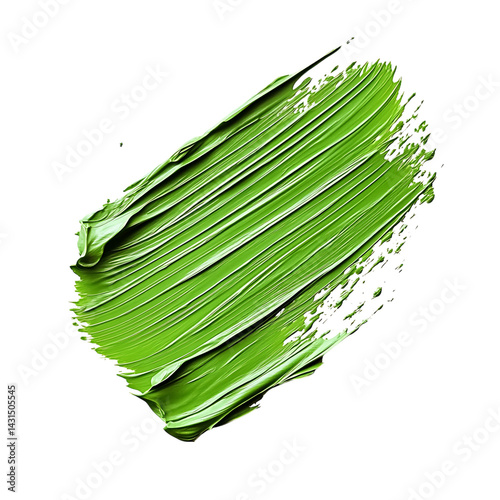 Obraz na płótnie Light green acrylic brush stroke with vibrant gradient from green to yellow featuring textured surface and painterly sweep against a transparent background w salonie