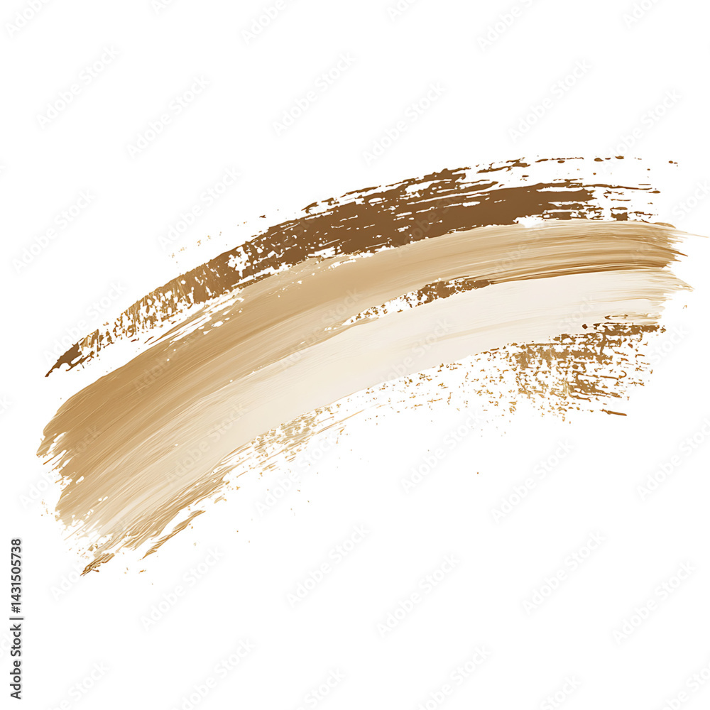 Beige acrylic brush stroke on transparent background