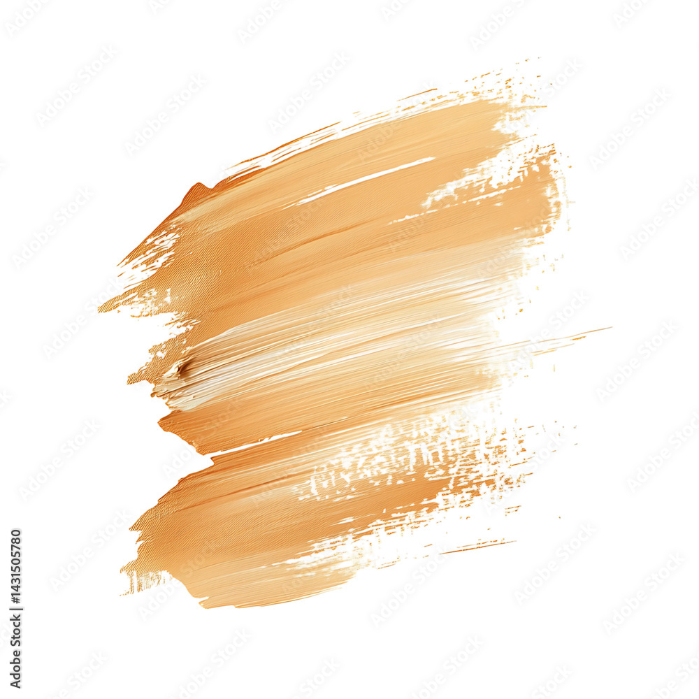 Beige acrylic brush stroke on transparent background