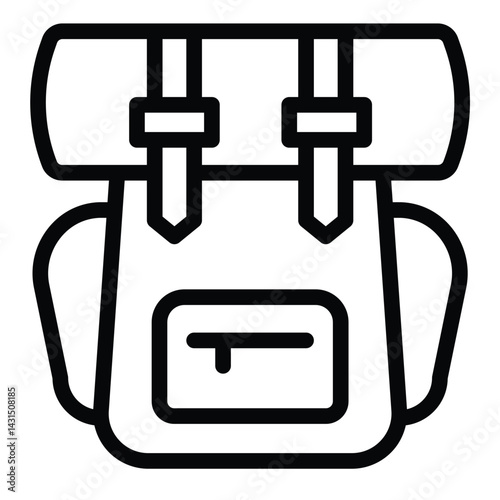 Tourist bag line icon, eco tourism concept. Vector graphics. Hiking backpack, traveling sign on white background, style for mobile or design.