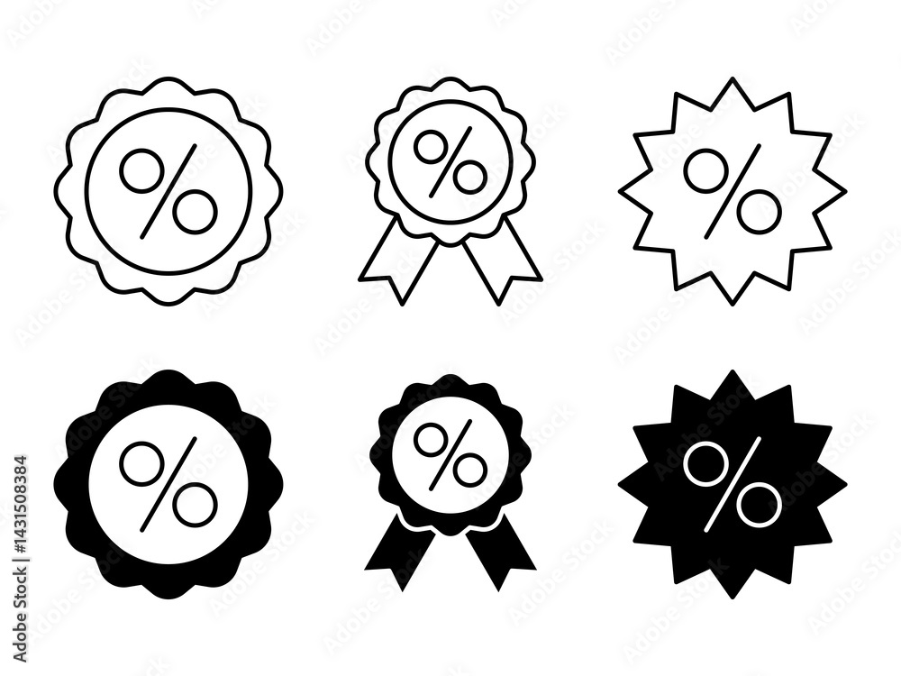 Discount Icon set. Collection of outline Discount pictograms in modern flat design. Discount symbol for web design and mobile app. Discount line logo. Vector illustration. Discount Icon set. Collection of outline Discount pictograms in modern flat design. Discount symbol for web design and mobile app. Discount line logo. Vector illustration.