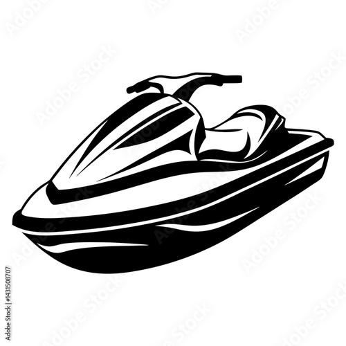 Bold Black and White Illustration of a Personal Watercraft on White