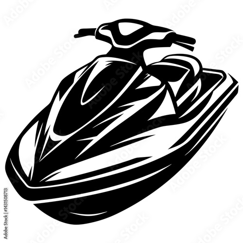 Black and White Vector Image of a Personal Watercraft or Jet Ski