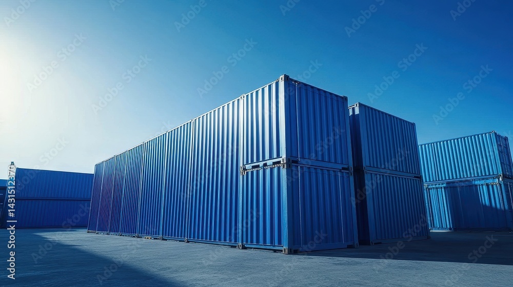 Fototapeta premium Containers in shipping yard, shipping port. 
