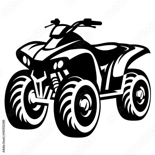 Bold Black and White Illustration of an AllTerrain Vehicle or Quad Bike
