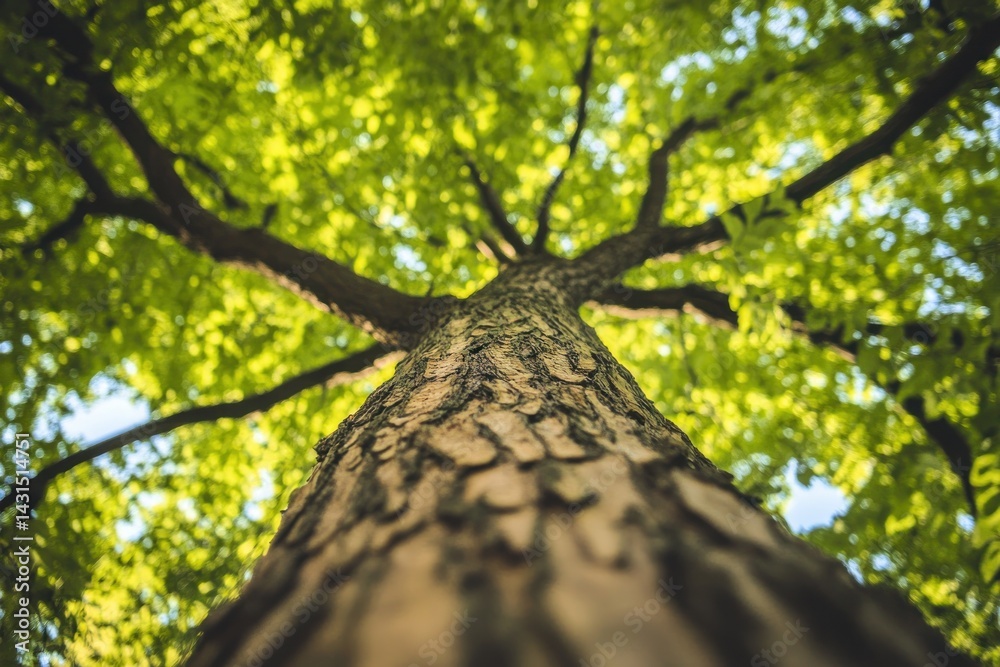Naklejka premium Close up of tree trunk and leaves