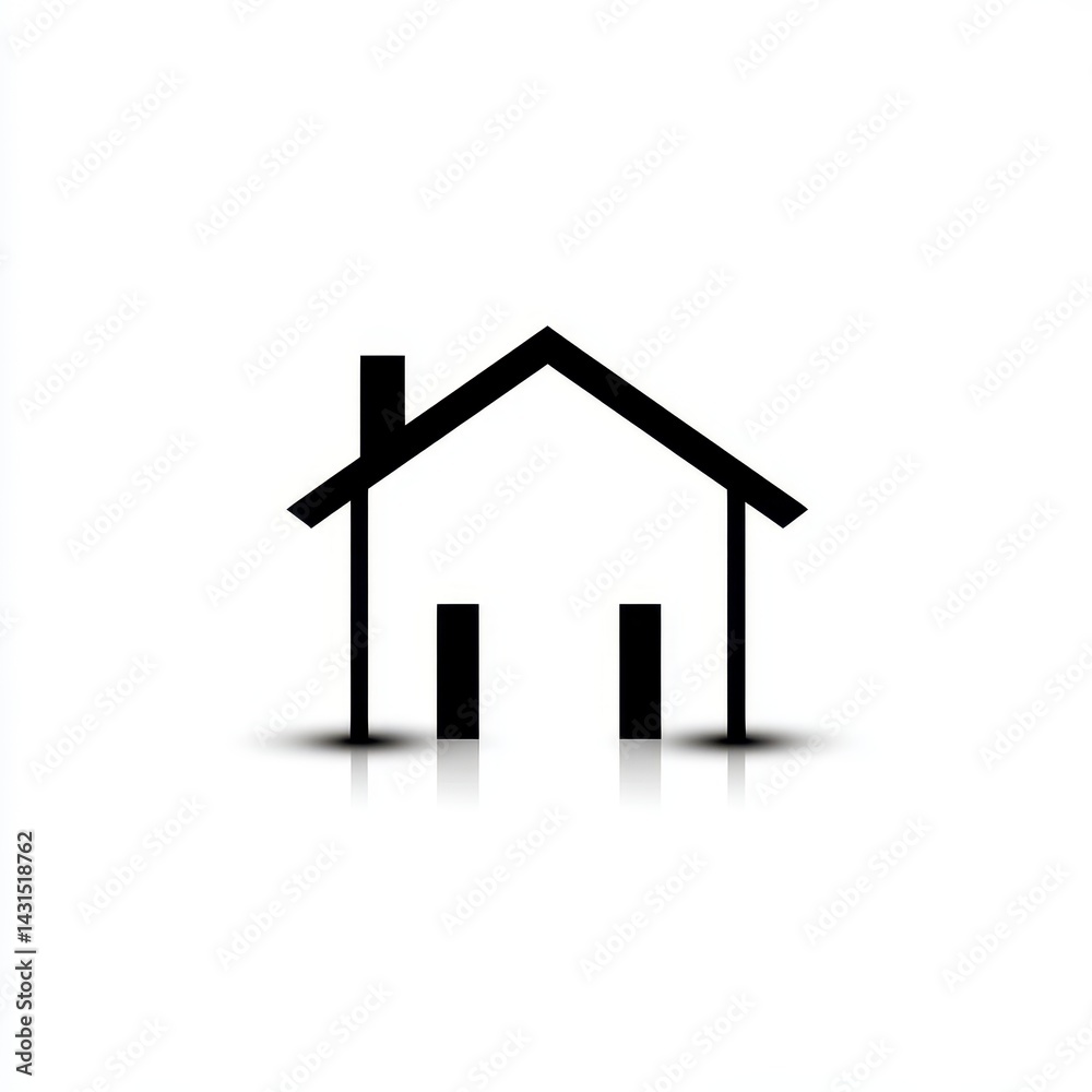 Fototapeta premium Simple Black House Icon on White Background