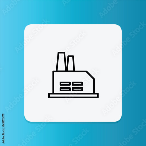 Icon of an industrial building or factory, representing manufacturing facilities or production plants.