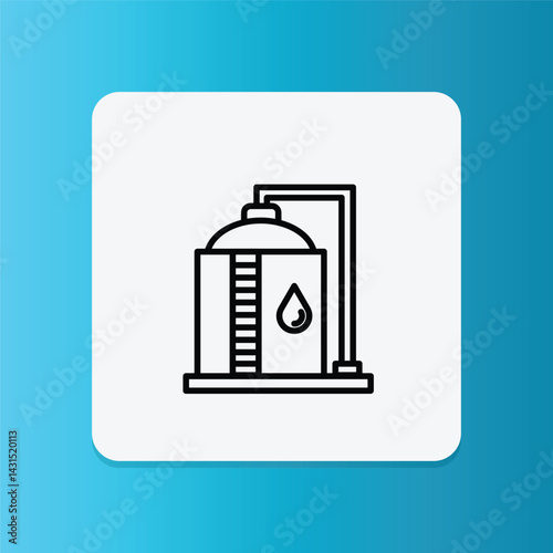 Icon of an industrial storage tank, used for storing liquids or gases in factories and plants.