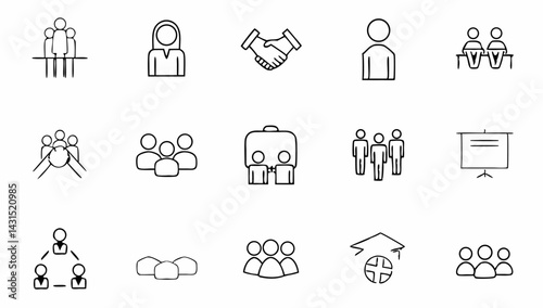 Cuadro en lienzo business people set of web icons in line style  te (2).eps