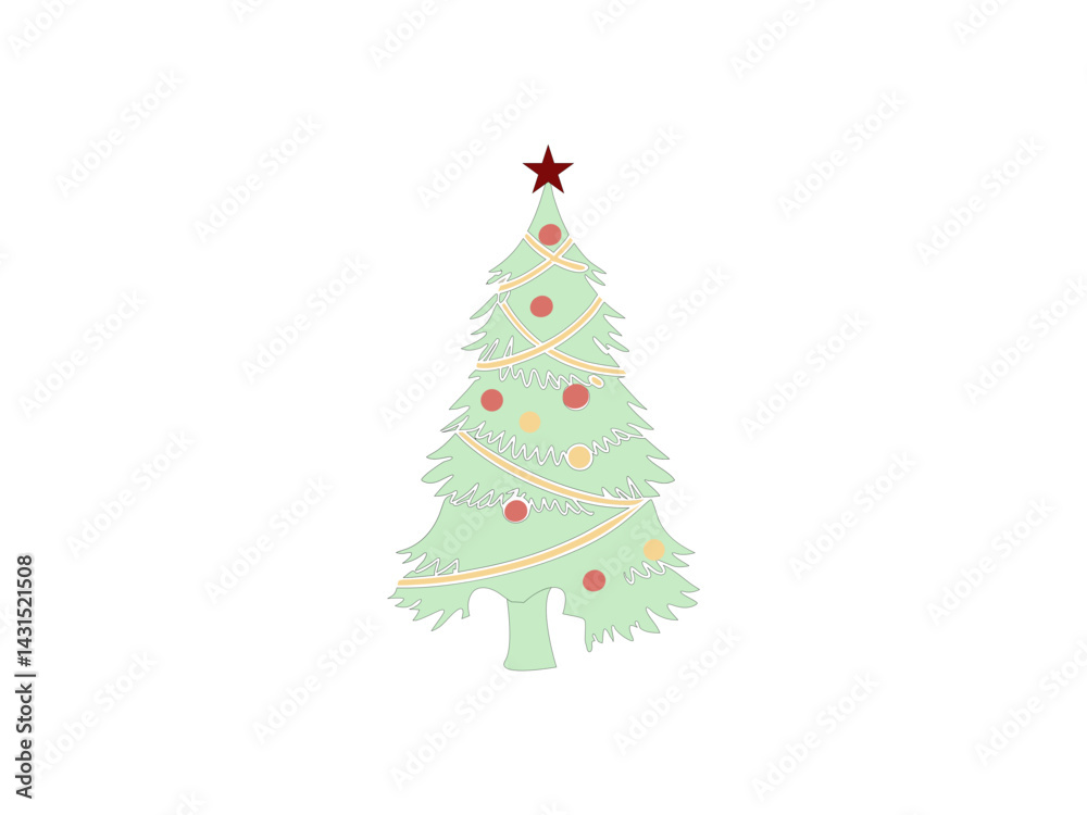 Beautiful Christmas tree graphic with simple design. Christmas tree illustration for holiday design. Christmas tree graphic, perfect for holiday themed projects.