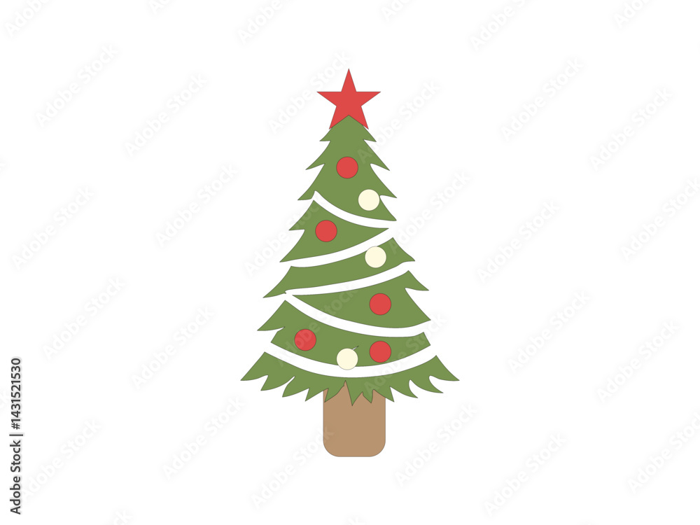 Beautiful Christmas tree graphic with simple design. Christmas tree illustration for holiday design. Christmas tree graphic, perfect for holiday themed projects.