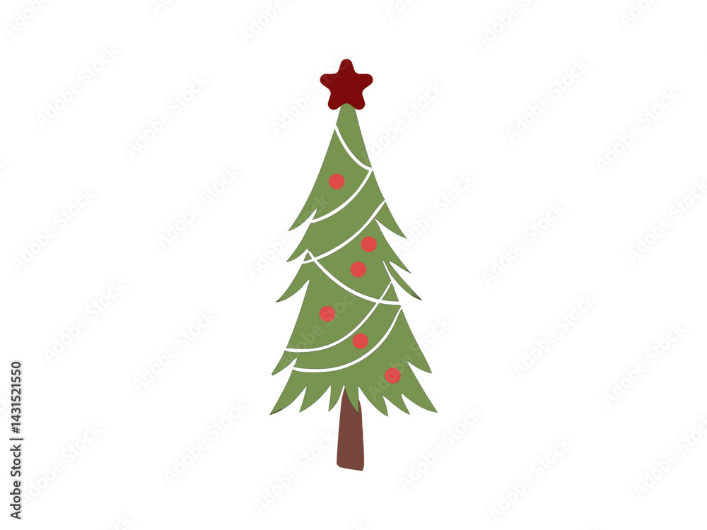 Beautiful Christmas tree graphic with simple design. Christmas tree illustration for holiday design. Christmas tree graphic, perfect for holiday themed projects.