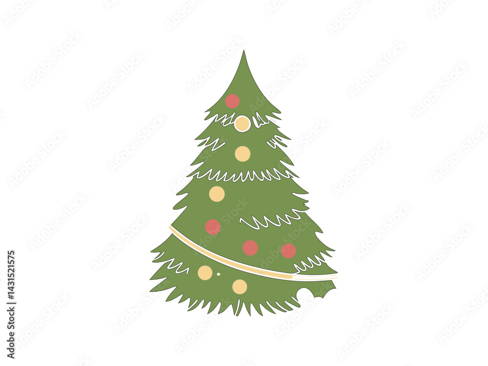 Beautiful Christmas tree graphic with simple design. Christmas tree illustration for holiday design. Christmas tree graphic, perfect for holiday themed projects.