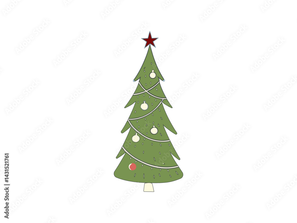 Beautiful Christmas tree graphic with simple design. Christmas tree illustration for holiday design. Christmas tree graphic, perfect for holiday themed projects.