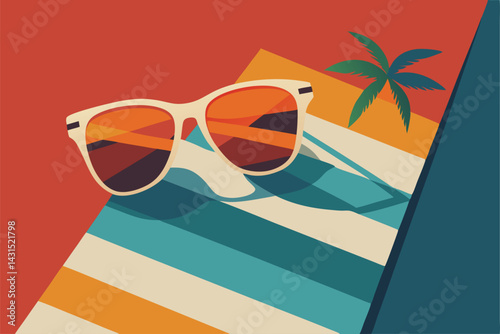 retro-sunglasses-and-tropical-drink-on-towel--.eps
