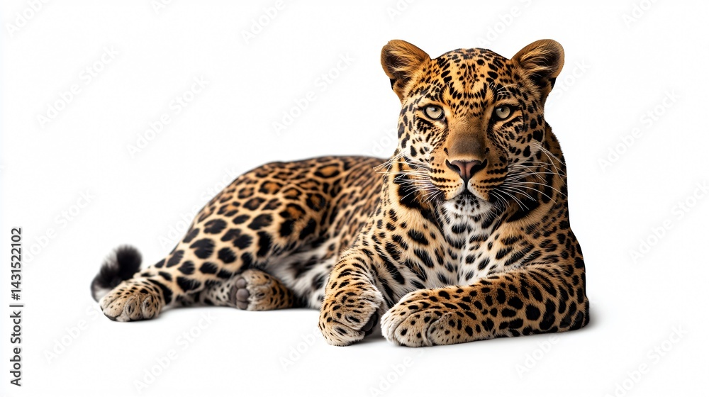 Obraz premium Elegant Leopard Isolated on White Studio Background