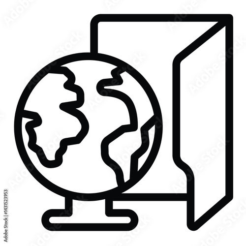 Network folder with connection line icon, windows pack concept. Vector graphics. Folder and planet earth with wire sign on white background, style for mobile or design.