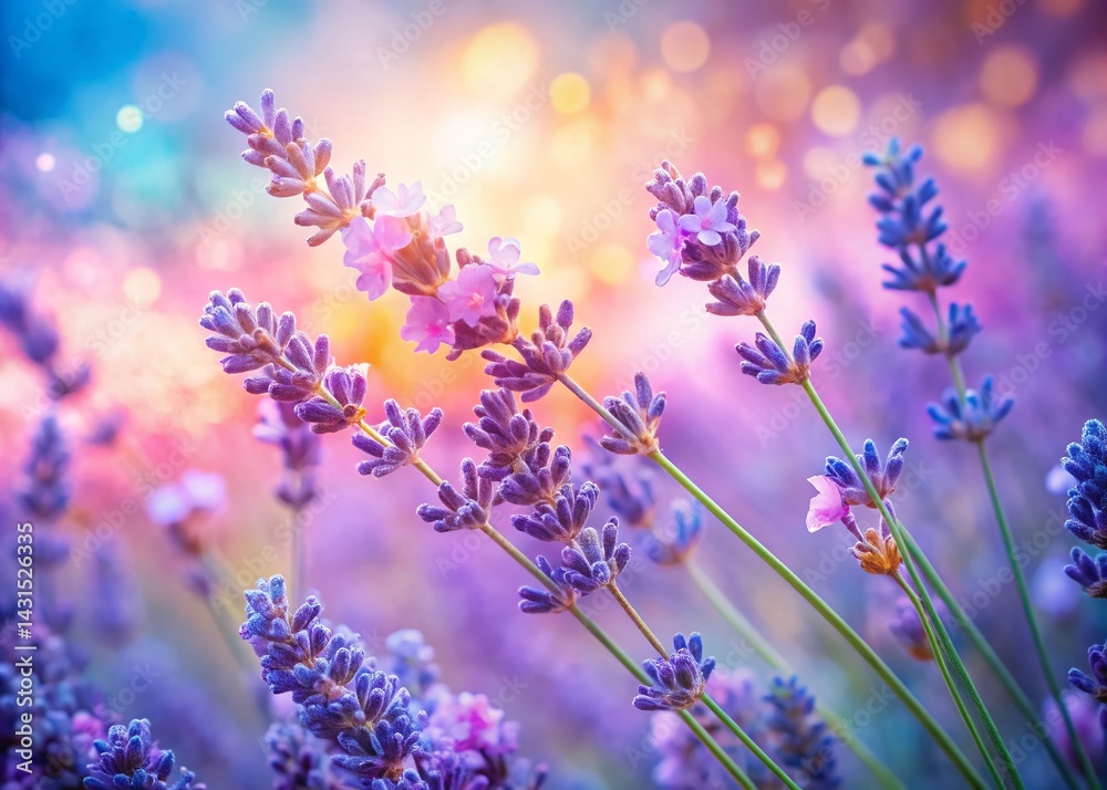 Naklejka premium Delicate Lavender Blossoms on Soft Pastel Background - High-Resolution Stock Photo
