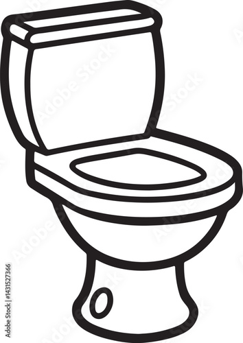 toilet line art, black outline, vector and illustration, coloring book page line art drawing