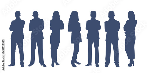 People standing in row silhouette vector.