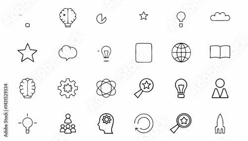 creativity innovation set of web icons in line sty.eps