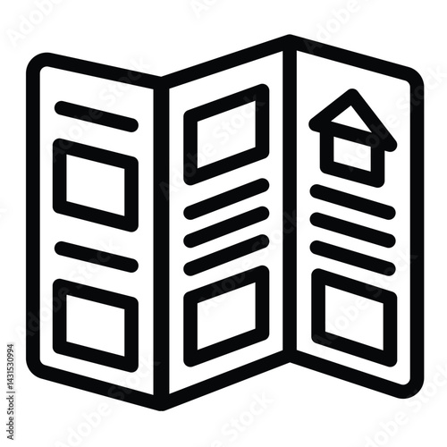 Event flyer line icon, city museum concept. Vector graphics. Paper booklet, polygraphy sign on white background, style for mobile or design.