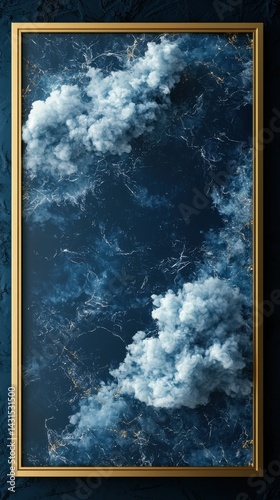 Obraz na płótnie An opulent s featu a subtle marble texture swirling with gold accents, evoking a celestial nebula contained within a refined golden frame design element. w salonie