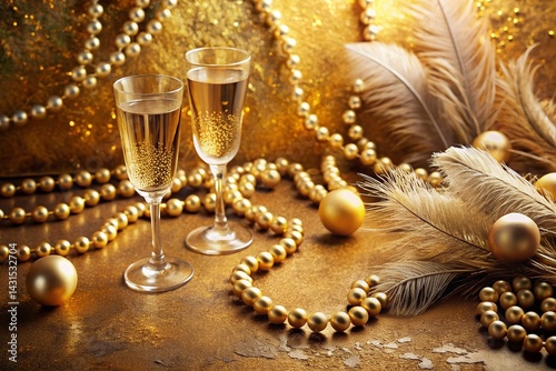 Wallpaper Mural Art Deco Gold New Year Party Flat Lay: 1920s Retro Luxury Background Torontodigital.ca