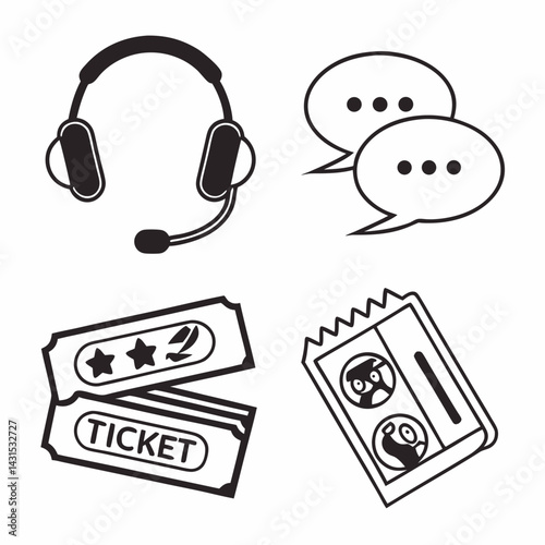 Online Event Support And Entertainment Tickets Icons Vector Illustration Design
