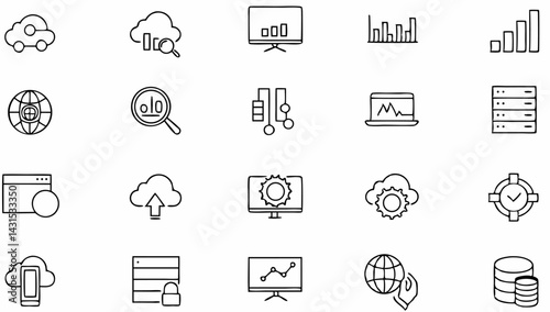 data analytics set of web icons in line style  dat.eps