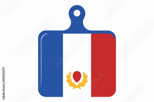 Cutting board with tricolor pattern and emblem for kitchen decoration