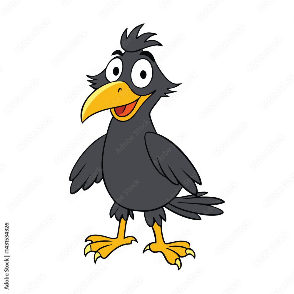 Naklejka premium A quirky crow with an oversized beak and mischievous eyes, always up to something funny—whether it’s stealing shiny objects or making hilarious noises.