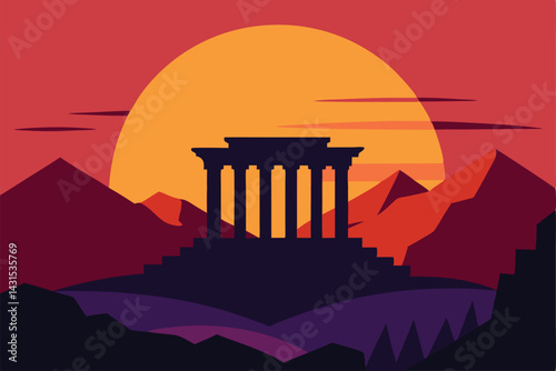 sunrise-behind-ancient-ruins-in-the-mountains--