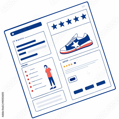 Product Page Mockup Showing Shoe With Reviews Star Ratings And Other Details