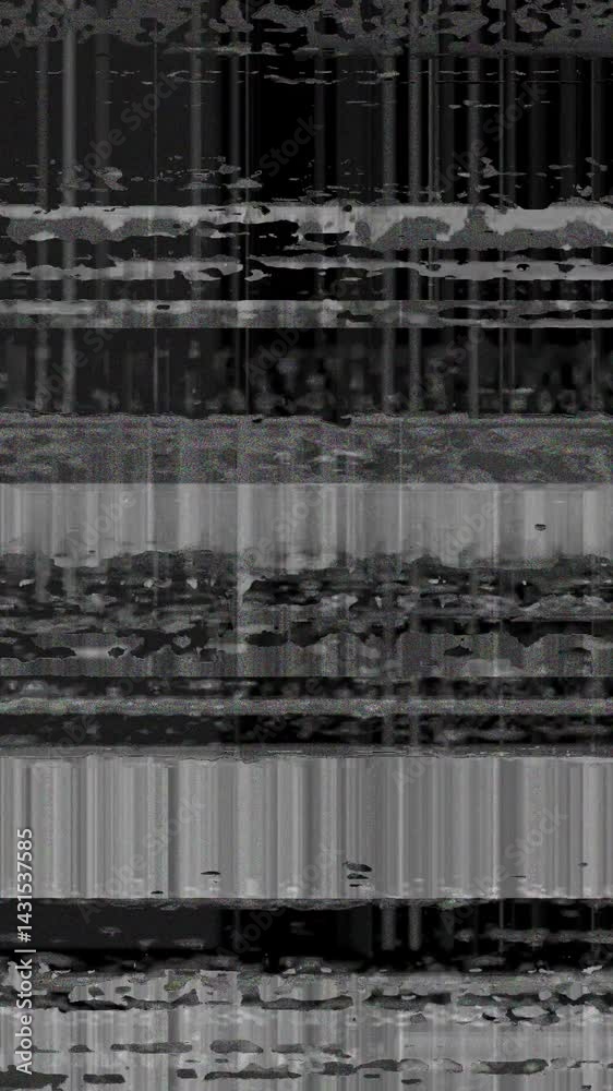 Vertical grunge error screen transition with noise texture overlay for ...