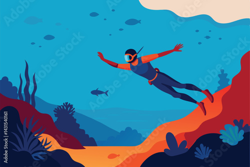 tourist-snorkeling-near-coral-reefs-