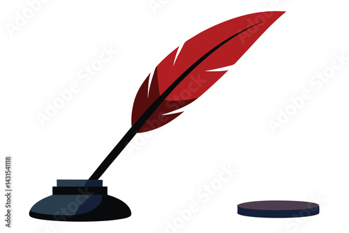 Red Quill Pen and Inkwell A Symbol of Historical Writing Style