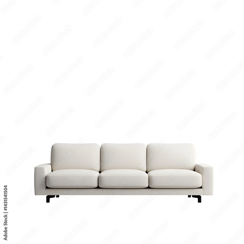 Fototapeta premium Modern minimalist white sofa against a plain background