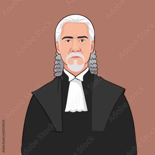 Vector illustration of a judge in robes. Vector Image