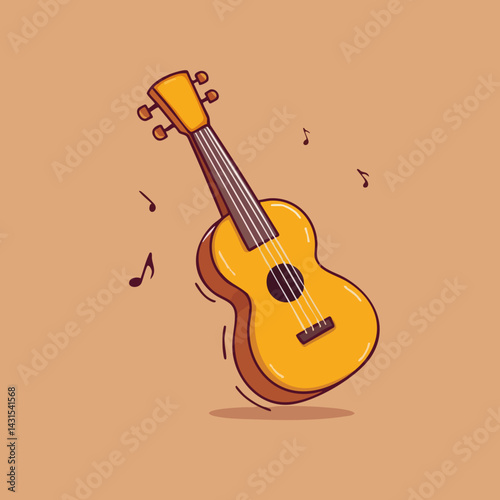 Ukulele Musical Instrument Cartoon Illustration. Vector Image