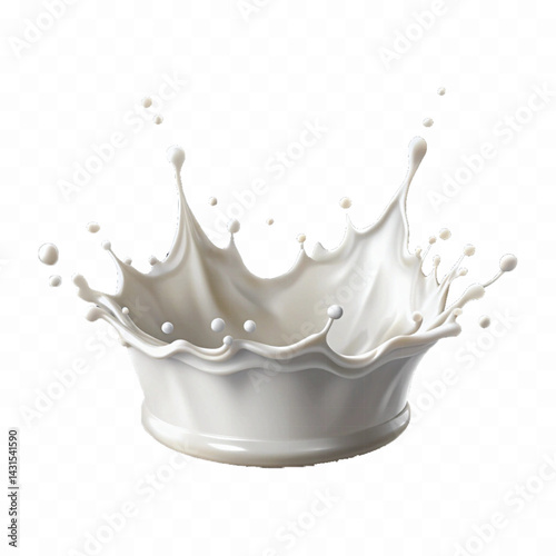 realistic liquid milk splash in crown style isolated on white background