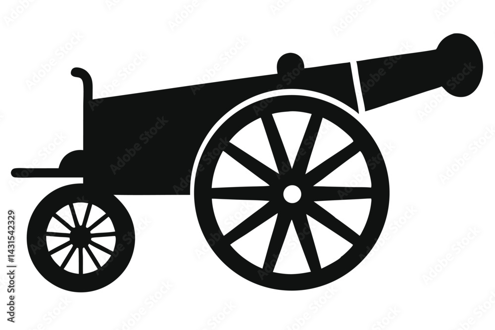Fototapeta premium Classic Artillery Piece Silhouette Representing Historical Warfare and Military Technology