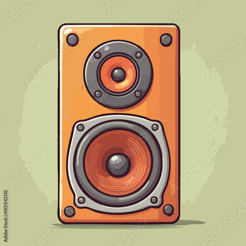 Orange Dual Speaker Audio System Illustration. Vector Image