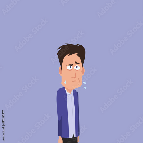 Nervous Man Cartoon Illustration. Vector Image